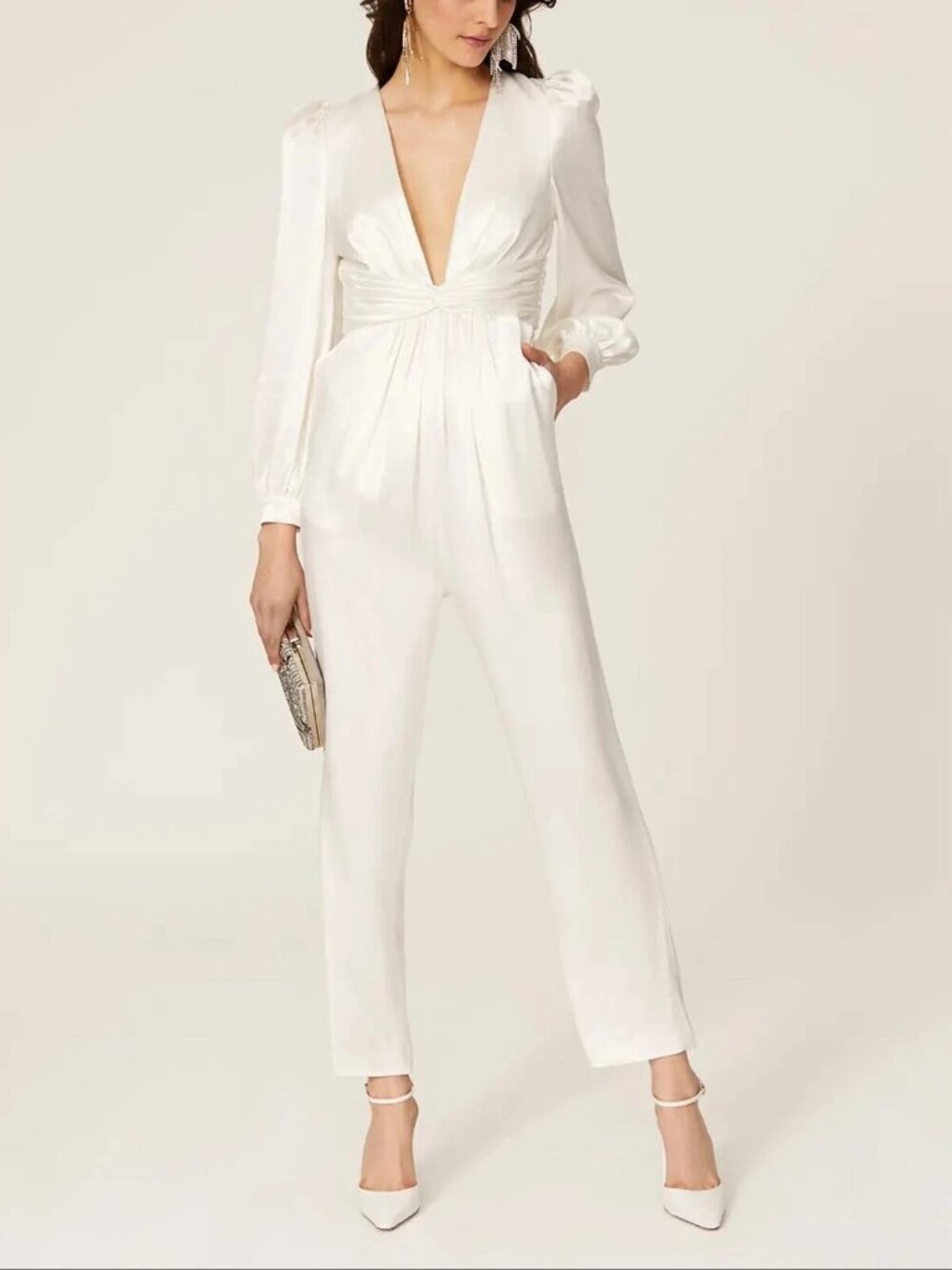 Ieena/Mac Duggal SZ 4 Plunging Neckline Jumpsuit A2647 ($298 MSRP)